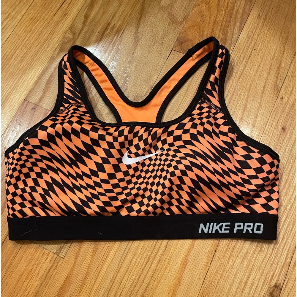 Nike Orange checkered sports bra